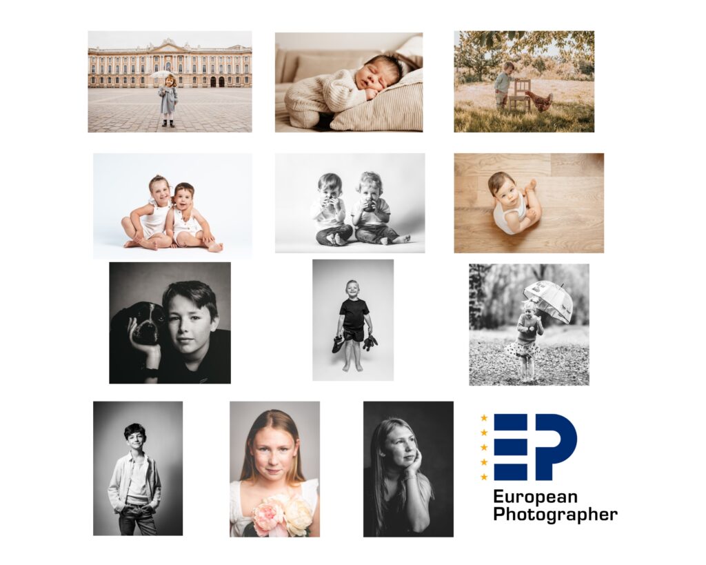 Planche photo avec portrait d'enfants photographe européen