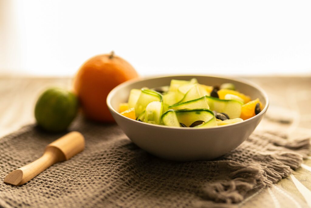 assiette de tagliatelles de courgettes
